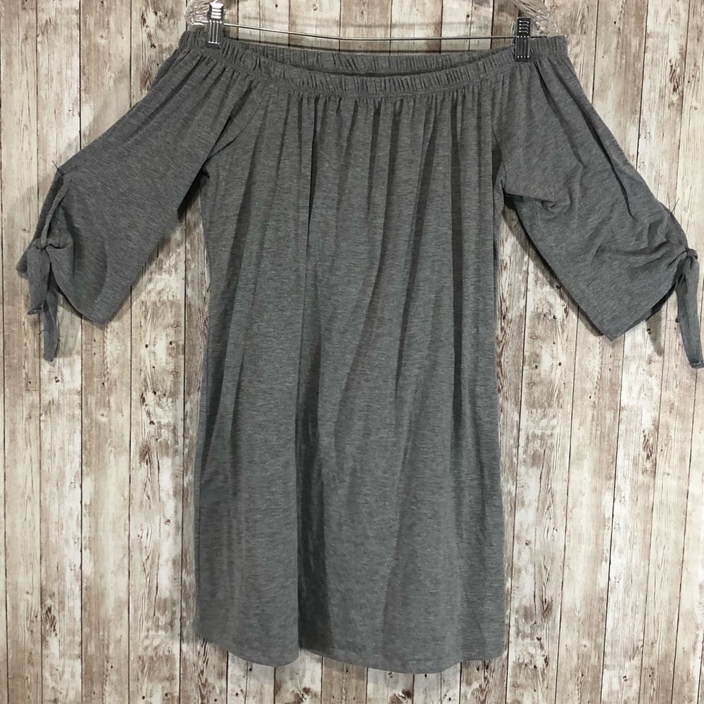 Kristen Nicole Grey Summer Dress Elastic Top Sz L